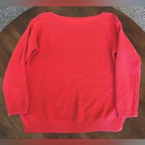 Ralph Lauren Women’s Ribbed Boat Neck Round Hem Sweater Poppy Red